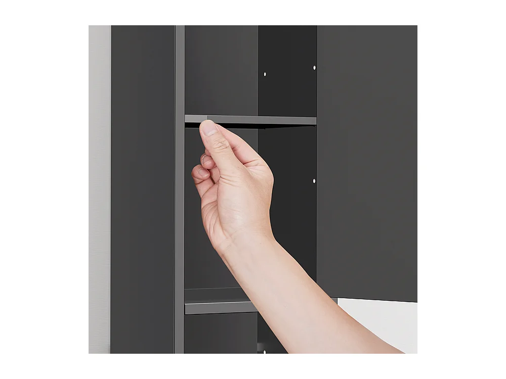 SoBuy Colonne de salle de bain étanche avec étagères et tiroirs réglables noire