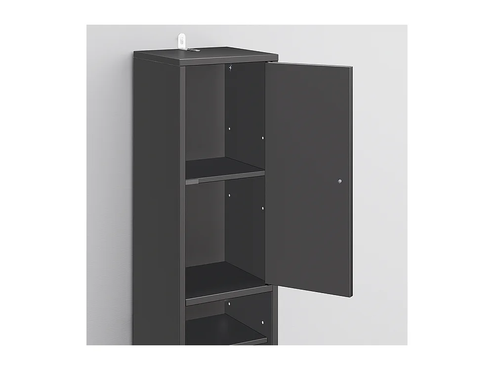 SoBuy Colonne de salle de bain étanche avec étagères et tiroirs réglables noire