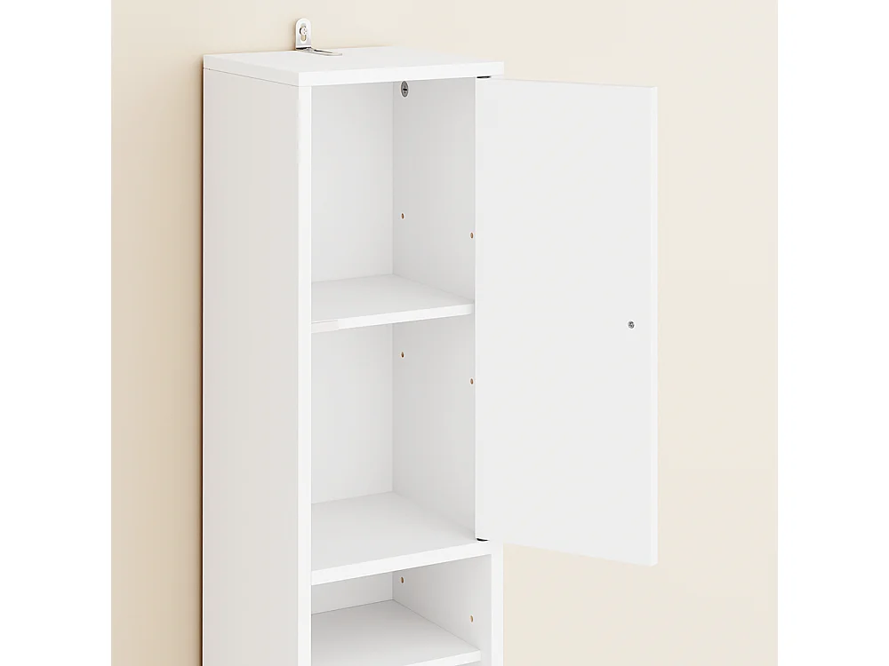 SoBuy Colonne de Salle de Bain Étroite Hydrofuge avec Étagères et Tiroirs Blancs