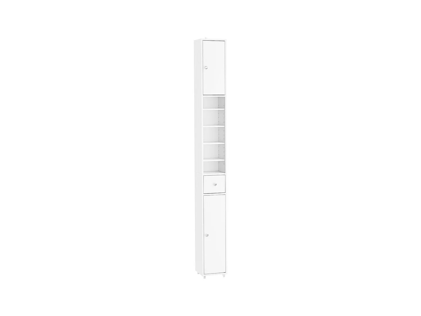 SoBuy Colonne de Salle de Bain Étroite Hydrofuge avec Étagères et Tiroirs Blancs
