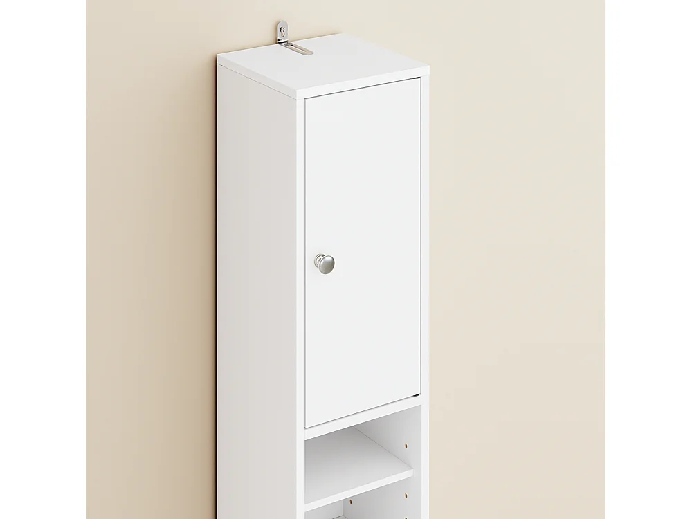 SoBuy Colonne de Salle de Bain Étroite Hydrofuge avec Étagères et Tiroirs Blancs