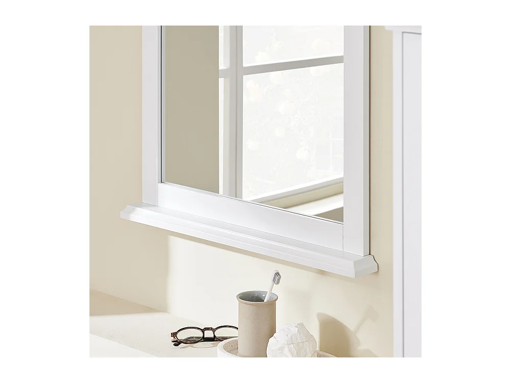 Armoire Murale pour Salle de Bain avec Miroir Blanc MDF E1 et Étagère en Verre