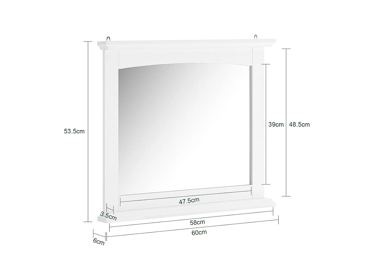 Armoire Murale pour Salle de Bain avec Miroir Blanc MDF E1 et Étagère en Verre