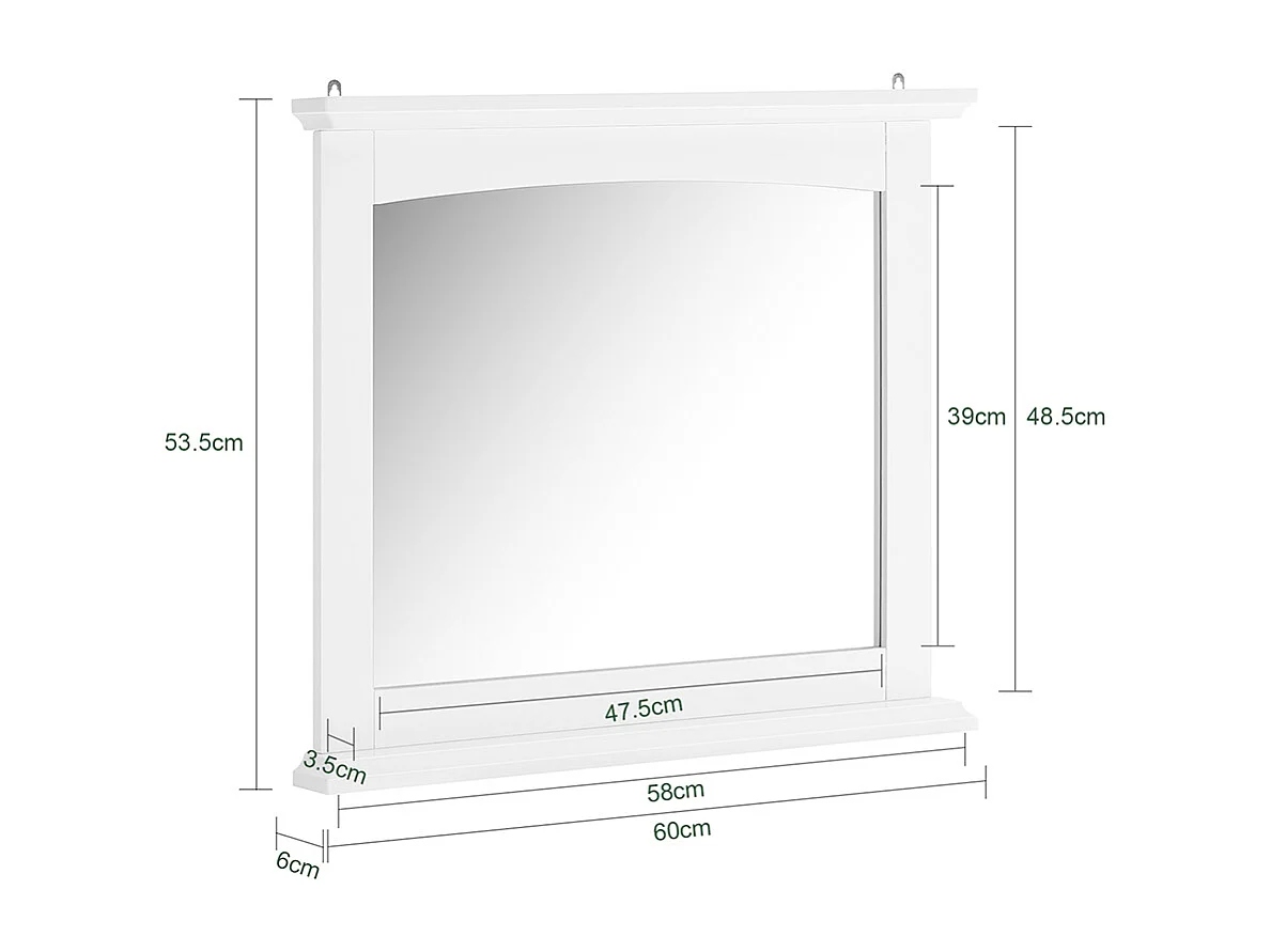 Armoire Murale pour Salle de Bain avec Miroir Blanc MDF E1 et Étagère en Verre