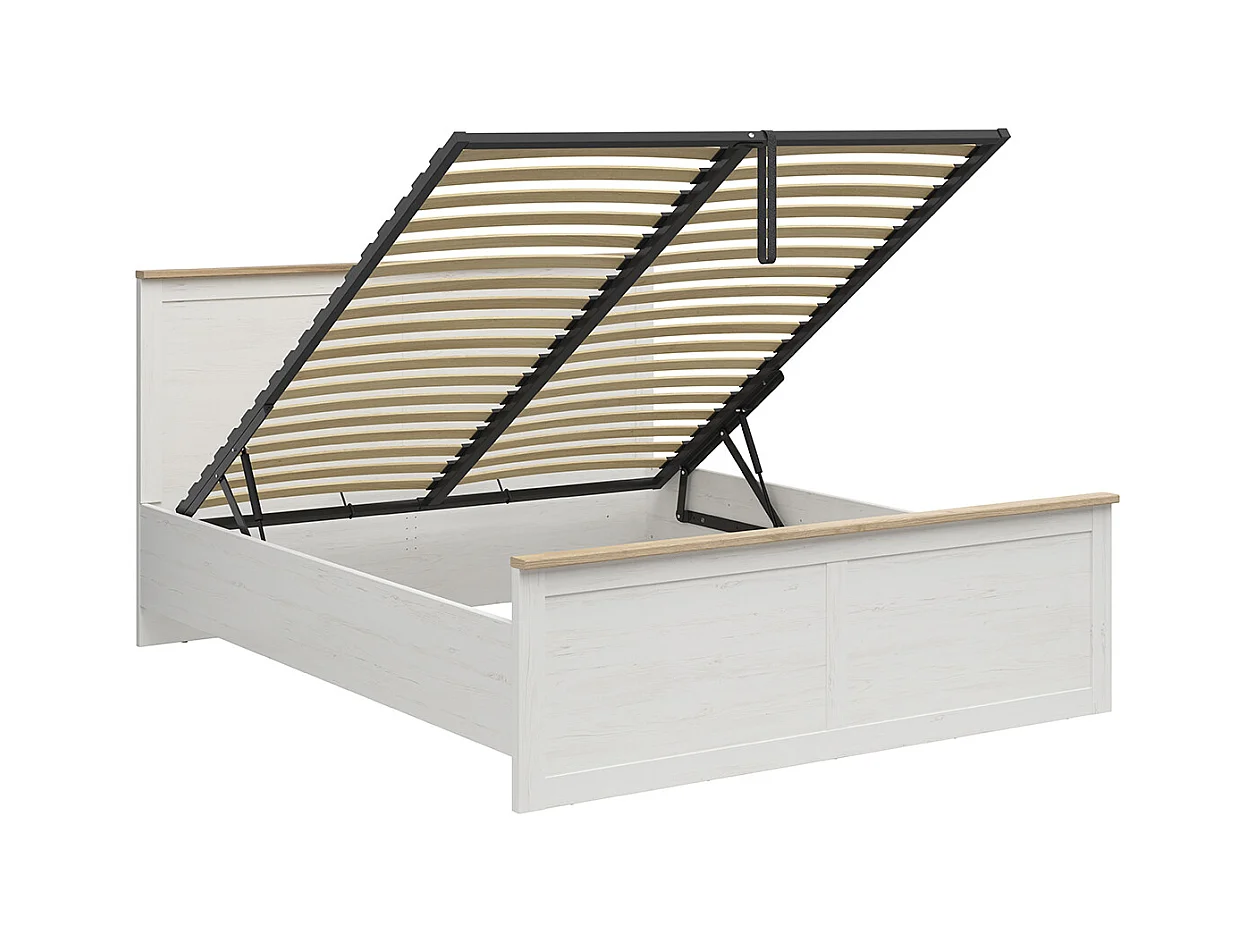 Lit coffre 180x200 sommier inclus Aksel Blanc