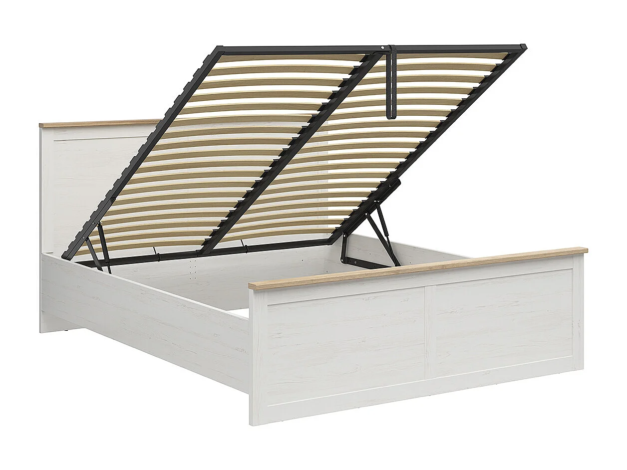 Lit coffre 180x200 sommier inclus Aksel Blanc