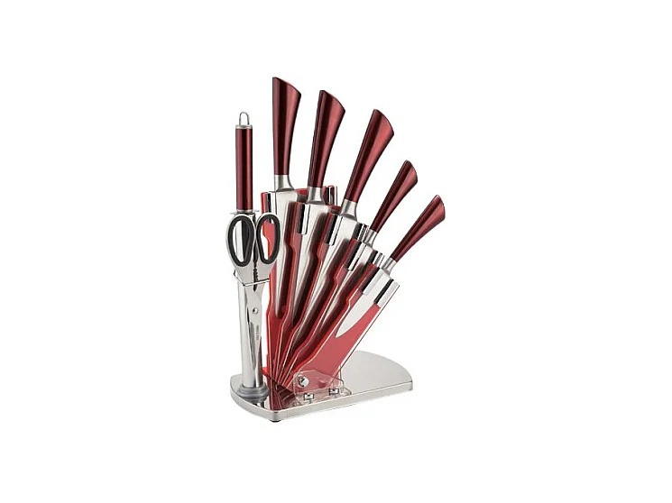 Set De Couteaux Avec Support 8 Pieces Royaltyline RLKSS804-RED