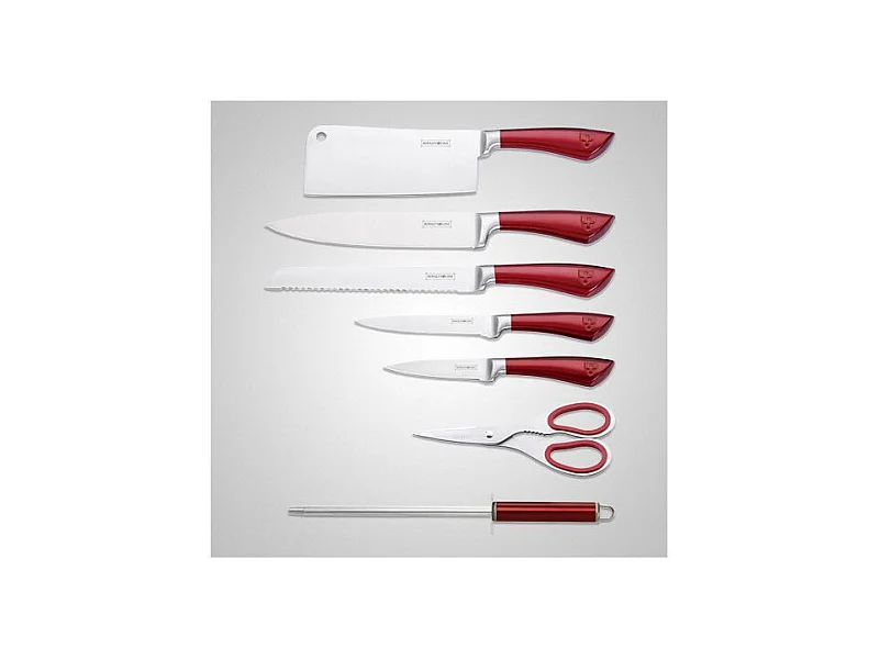 Set De Couteaux Avec Support 8 Pieces Royaltyline RLKSS804-RED