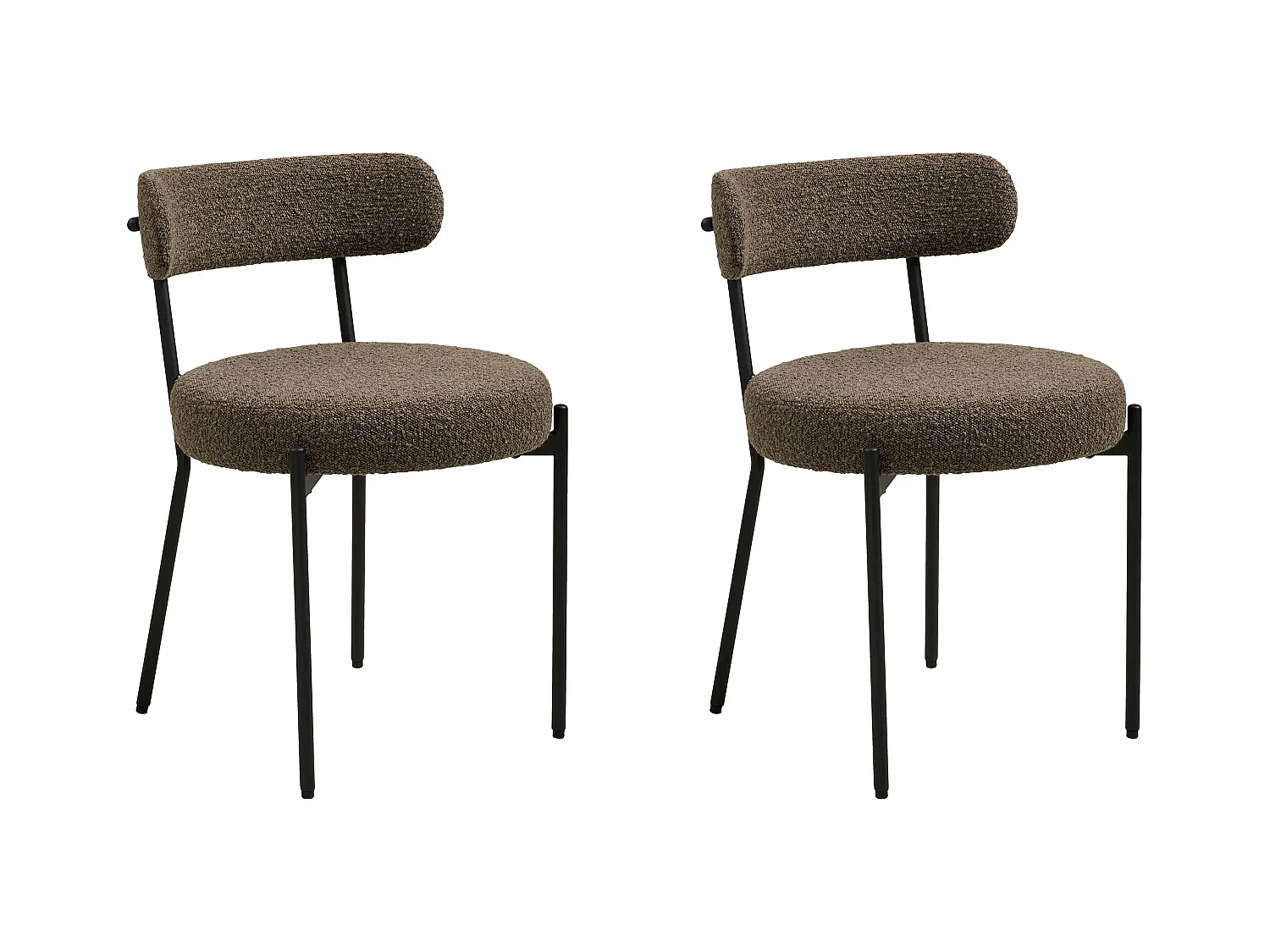 Lot de 2 chaises en tissu bouclette et métal BADALONA-Marron