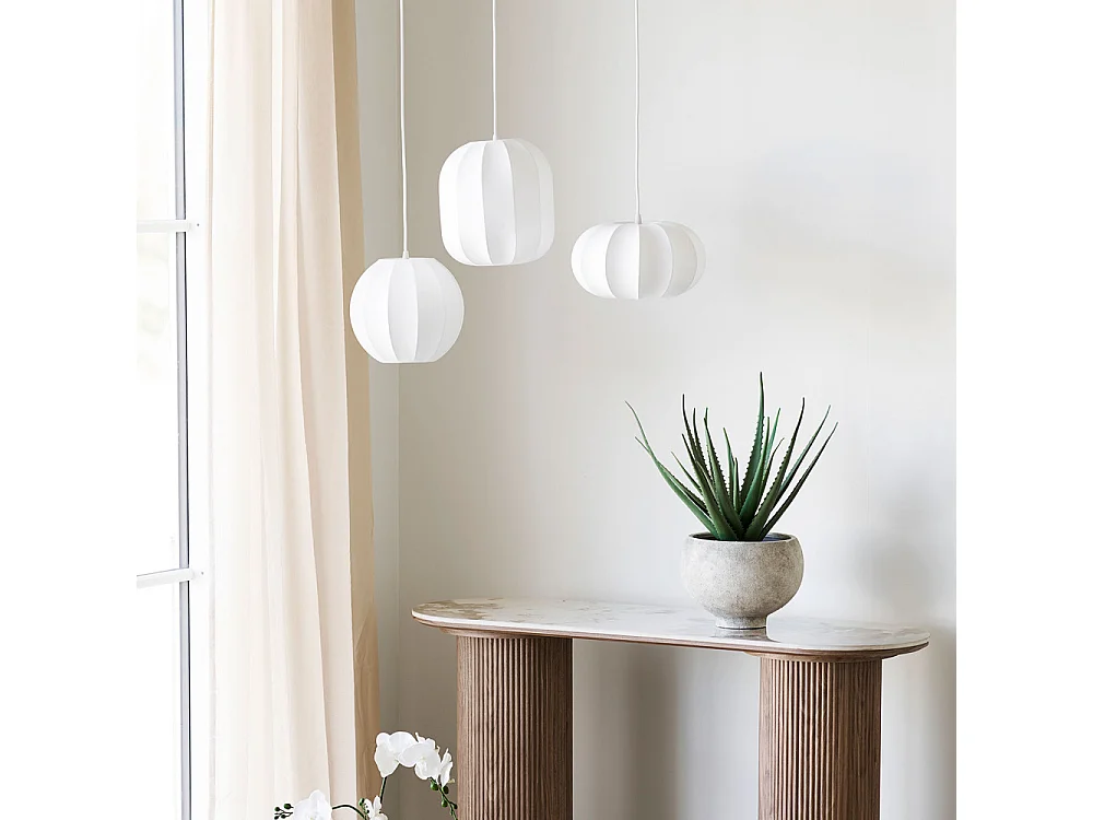 Conventry - Suspension ronde en soie ø25cm - Blanc