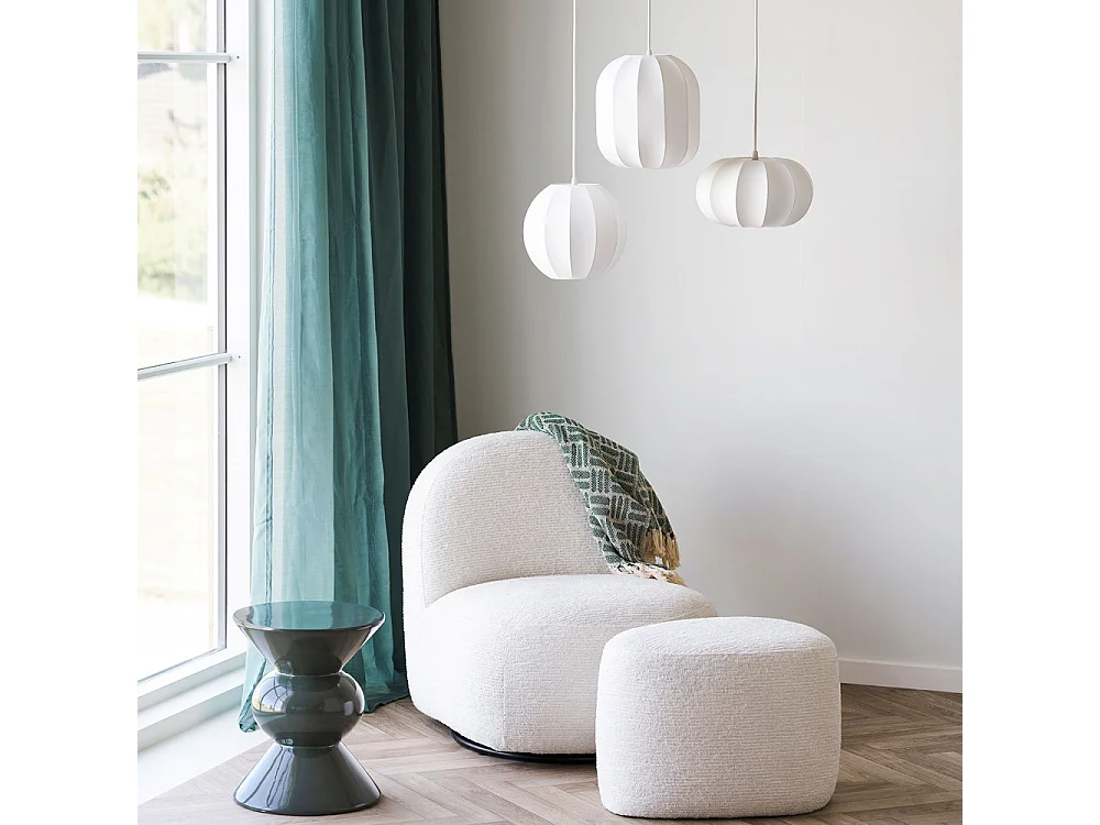 Conventry - Suspension ronde en soie ø25cm - Blanc