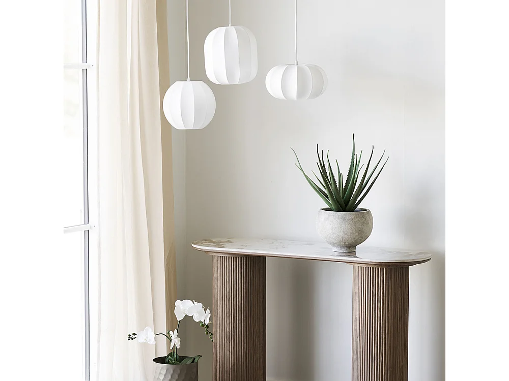 Conventry - Suspension ronde en soie ø28cm - Blanc