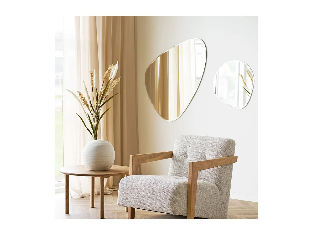 Miroir mural métal argenté de forme organique DEVONPORT – L 70 x H 100cm