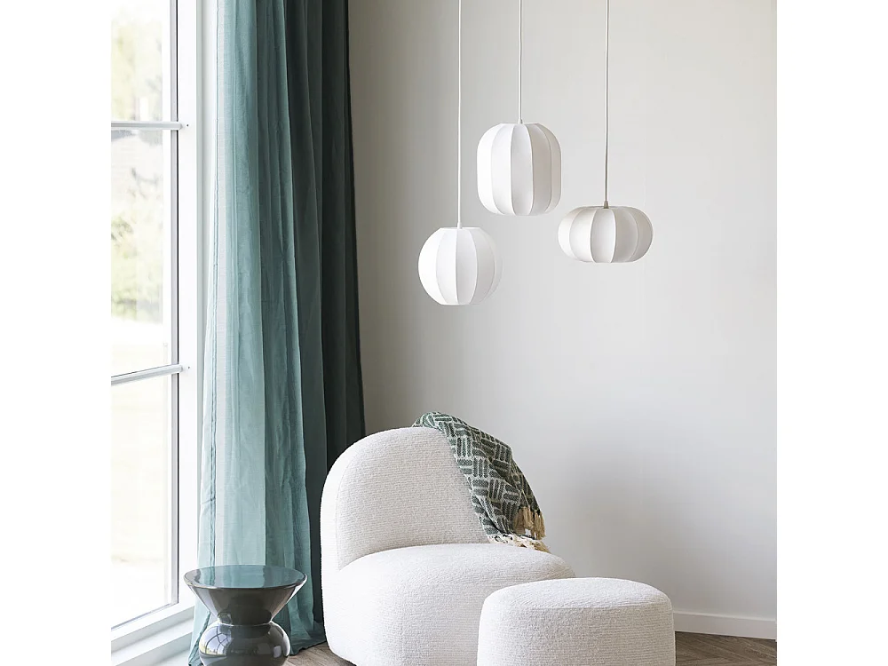 Conventry - Suspension ronde en soie ø25cm - Blanc