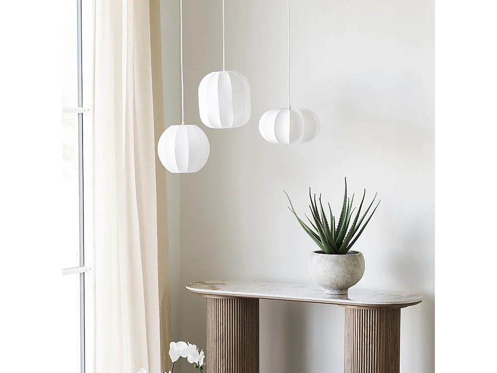 Conventry - Suspension ronde en soie ø25cm - Blanc