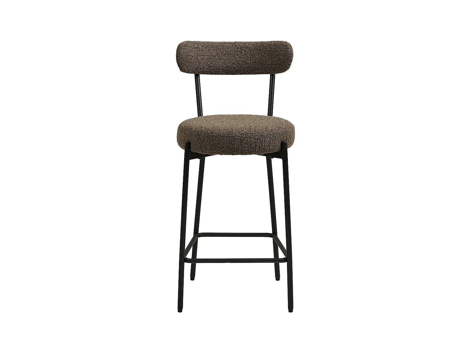 Chaise de bar en tissu bouclette et métal BADALONA - Hauteur d'assise 65cm-Marron