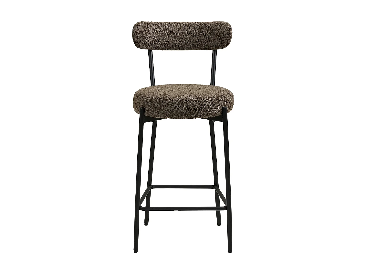 Chaise de bar en tissu bouclette et métal BADALONA - Hauteur d'assise 65cm-Marron