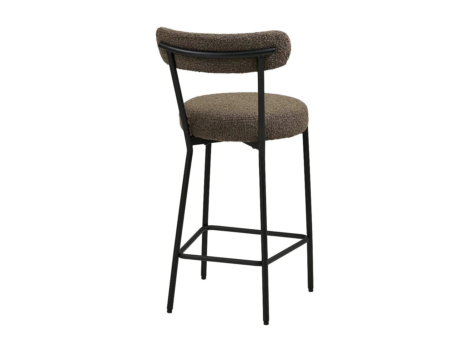 Chaise de bar en tissu bouclette et métal BADALONA - Hauteur d'assise 65cm-Marron