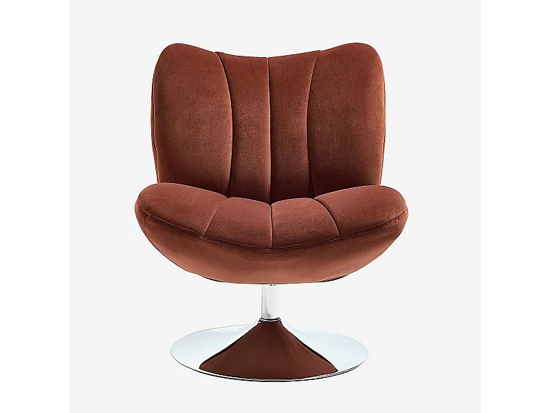 Habitat - Fauteuil pivotant matelassé en tissu et métal chromé  - Terracotta - Andrew
