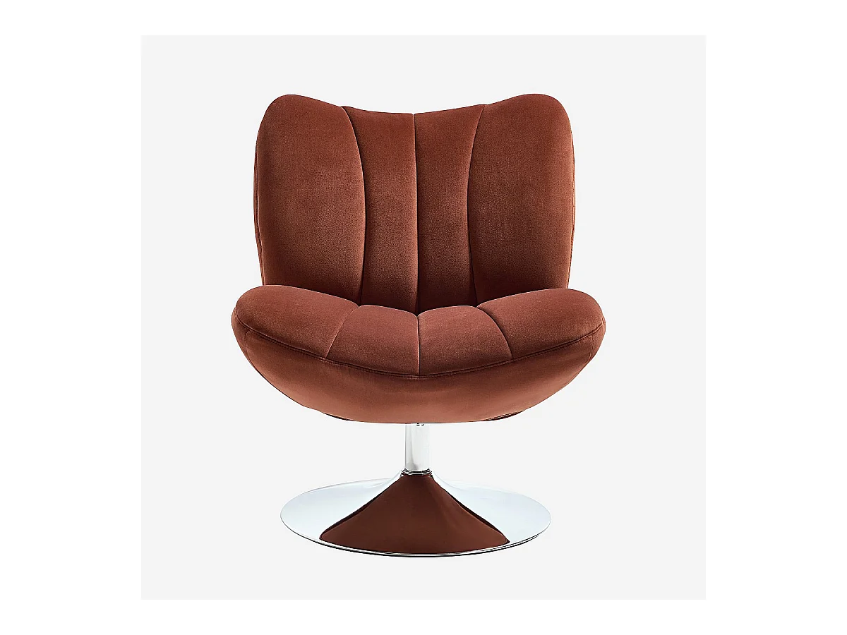 Habitat - Fauteuil pivotant matelassé en tissu et métal chromé  - Terracotta - Andrew