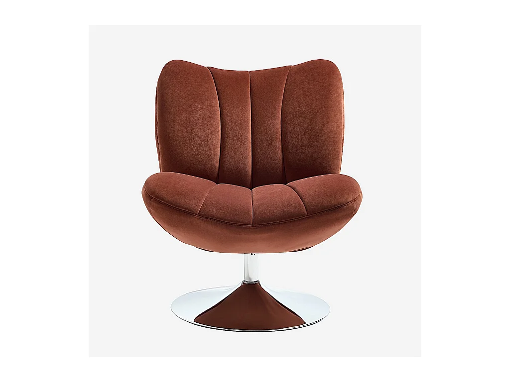 Habitat - Fauteuil pivotant matelassé en tissu et métal chromé  - Terracotta - Andrew