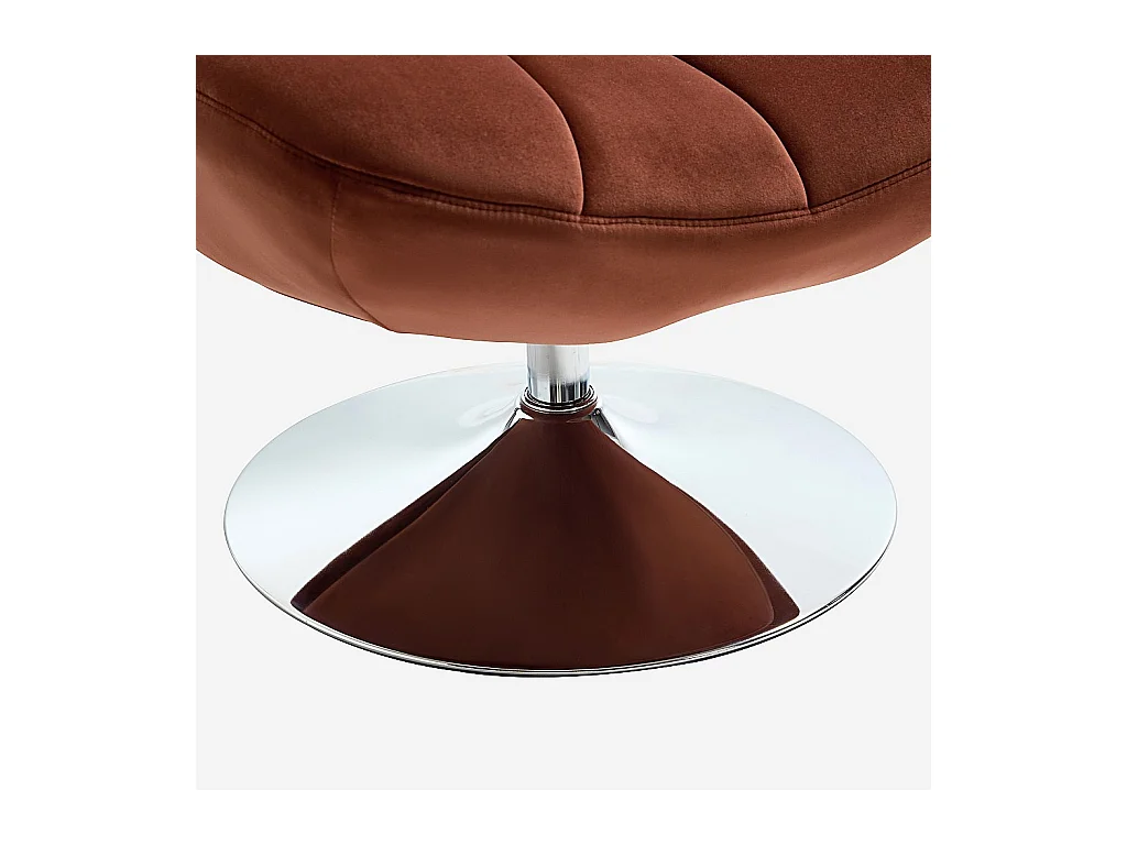 Habitat - Fauteuil pivotant matelassé en tissu et métal chromé  - Terracotta - Andrew