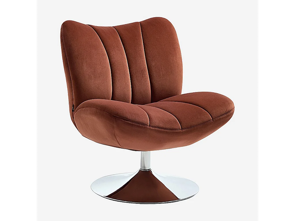 Habitat - Fauteuil pivotant matelassé en tissu et métal chromé  - Terracotta - Andrew