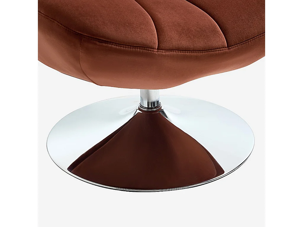 Habitat - Fauteuil pivotant matelassé en tissu et métal chromé  - Terracotta - Andrew
