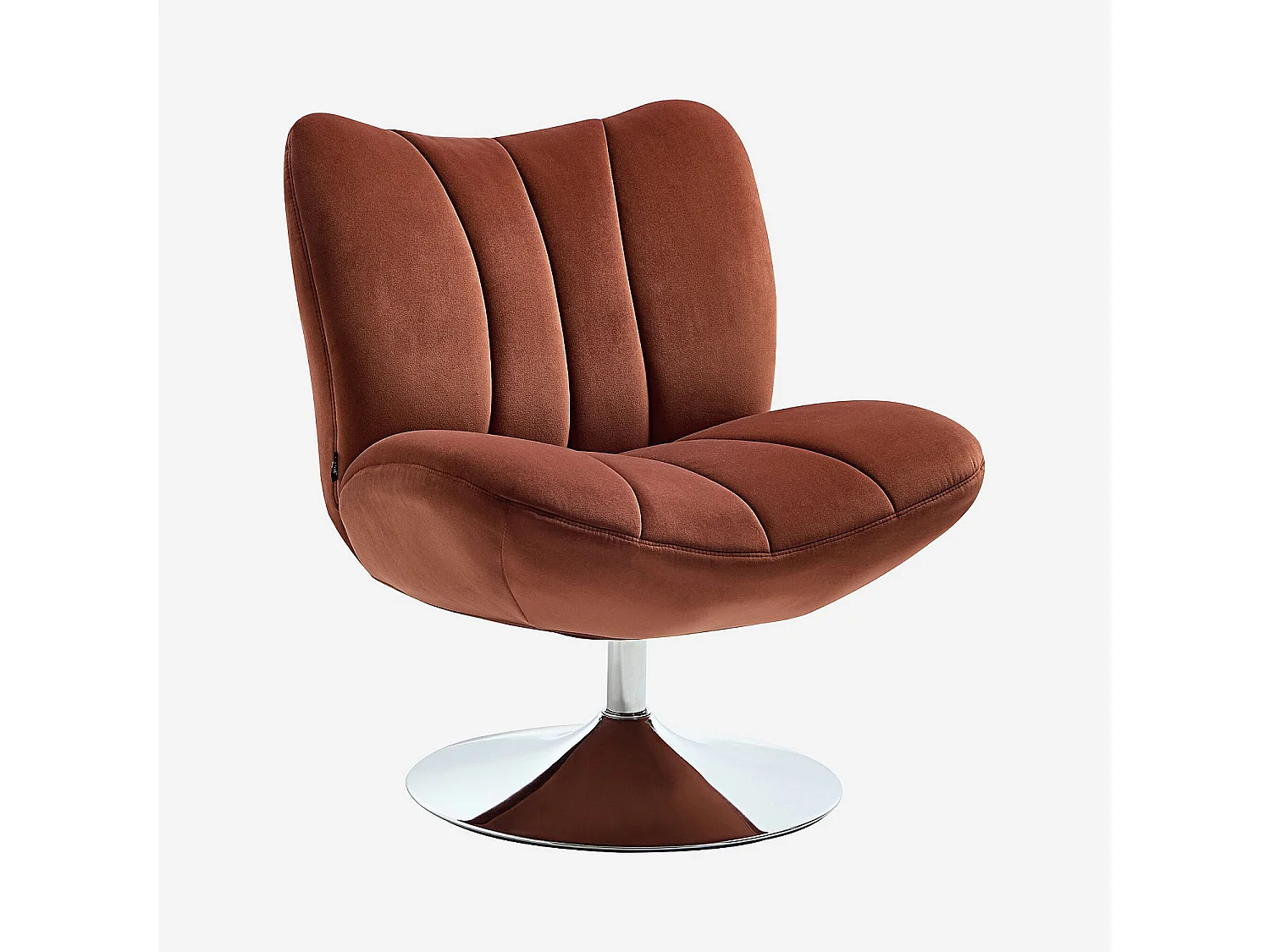 Habitat - Fauteuil pivotant matelassé en tissu et métal chromé  - Terracotta - Andrew