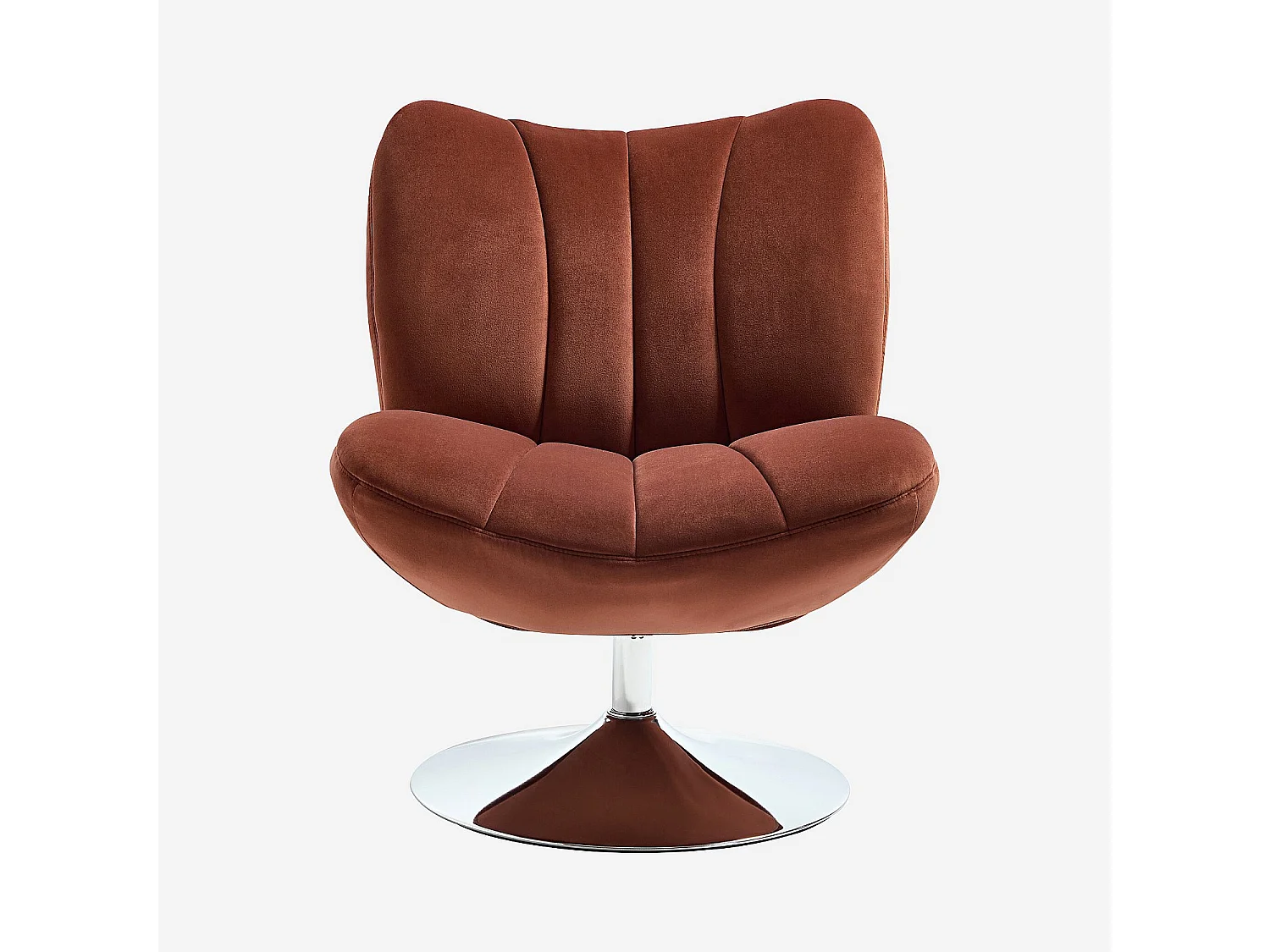 Habitat - Fauteuil pivotant matelassé en tissu et métal chromé  - Terracotta ANDREW
