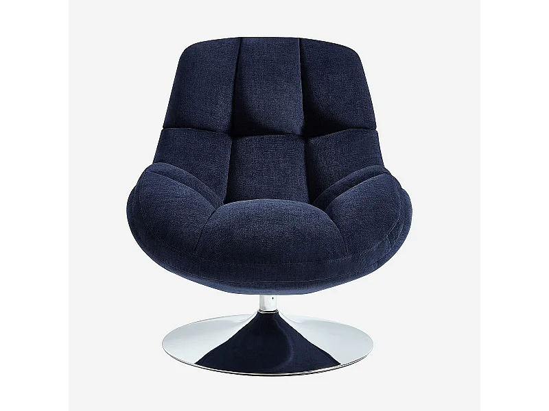 Habitat - Fauteuil pivotant en tissu et métal chromé - Bleu nuit - Mogliano