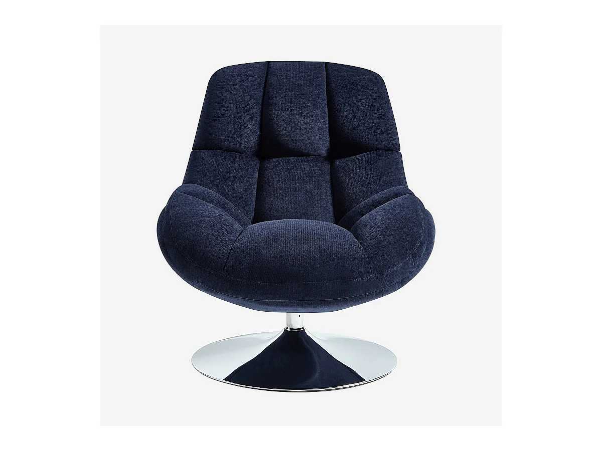 Habitat - Fauteuil pivotant en tissu et métal chromé - Bleu nuit - Mogliano