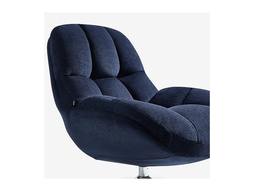 Habitat - Fauteuil pivotant en tissu et métal chromé - Bleu nuit - Mogliano