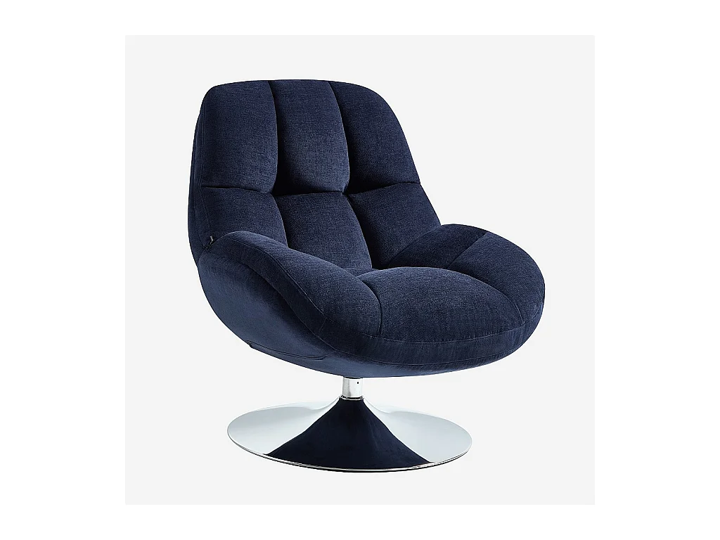 Habitat - Fauteuil pivotant en tissu et métal chromé - Bleu nuit - Mogliano