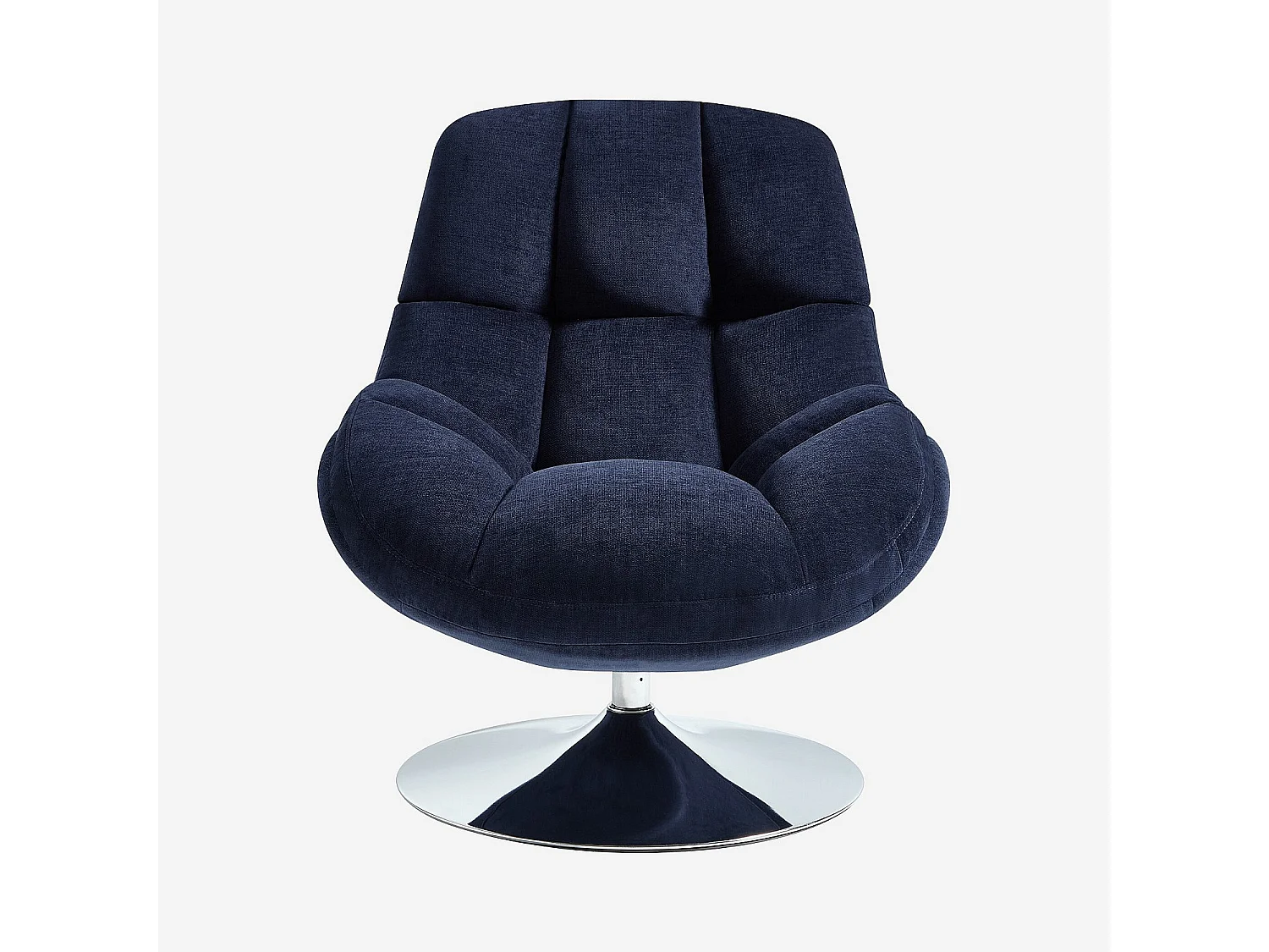 Fauteuil pivotant en tissu et métal chromé - Bleu nuit