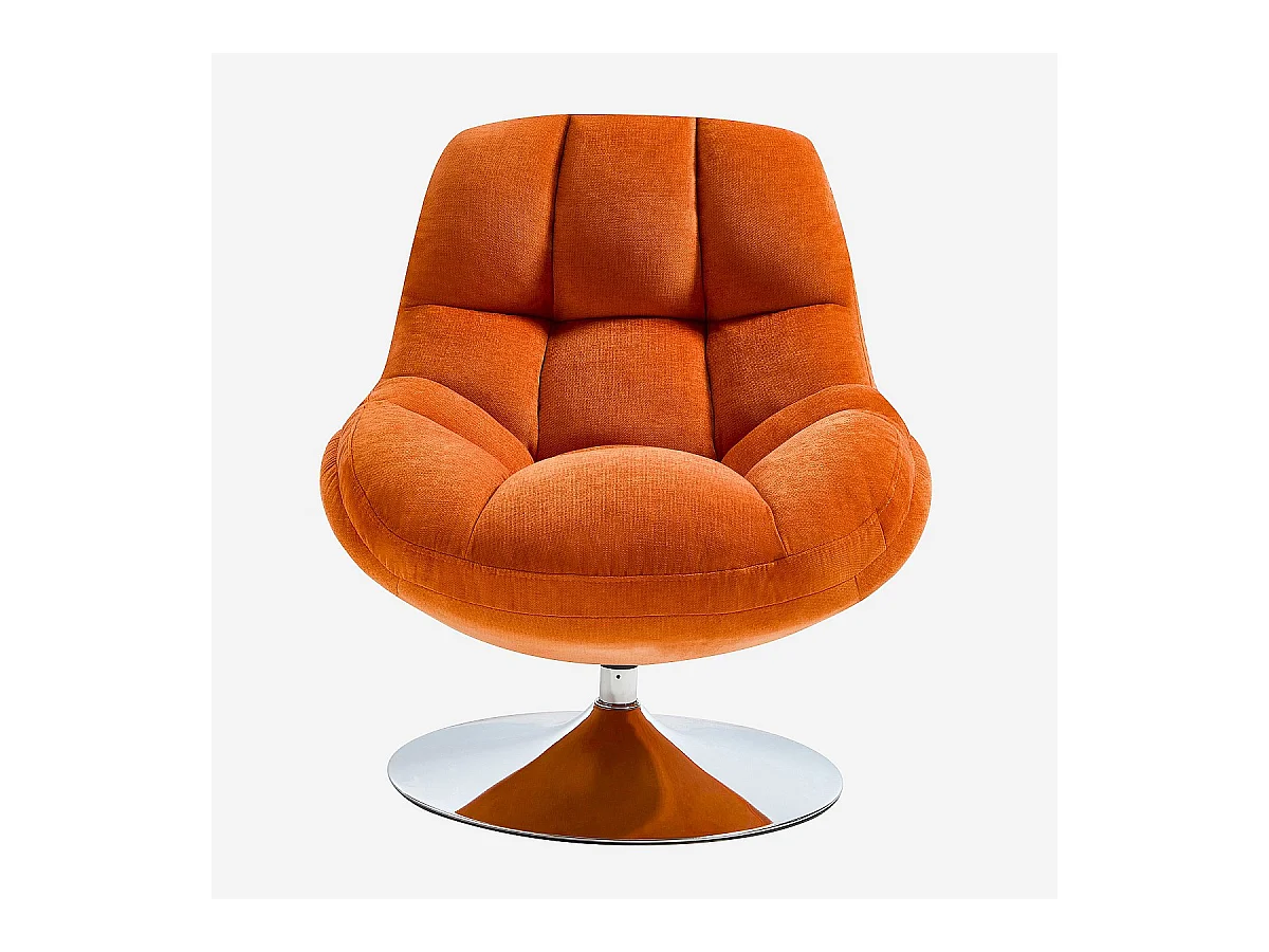 Habitat - Fauteuil pivotant en tissu et métal chromé - Orange - Mogliano