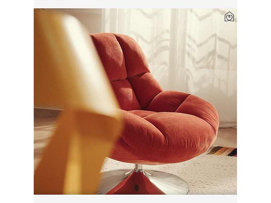 Habitat - Fauteuil pivotant en tissu et métal chromé - Orange - Mogliano