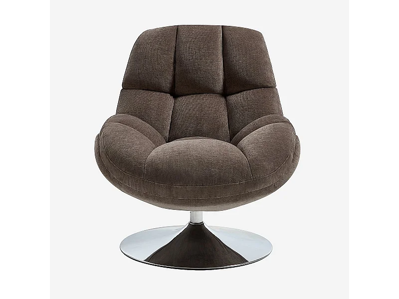 Habitat - Fauteuil pivotant en tissu et métal chromé - Taupe - Mogliano