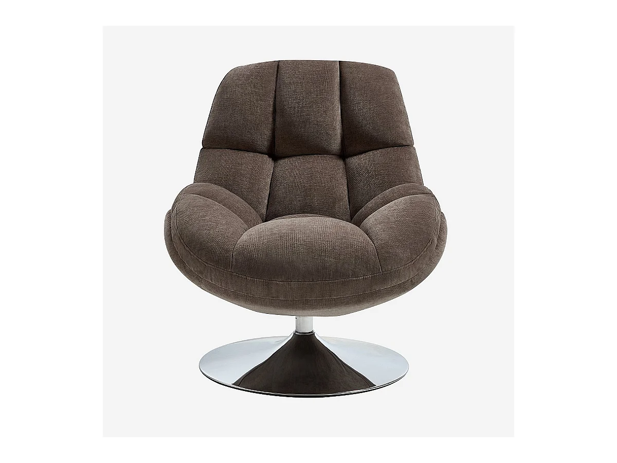 Habitat - Fauteuil pivotant en tissu et métal chromé - Taupe - Mogliano