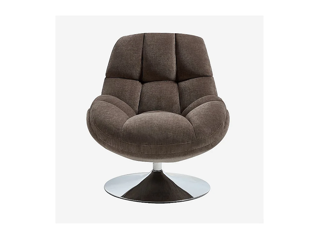 Habitat - Fauteuil pivotant en tissu et métal chromé - Taupe - Mogliano