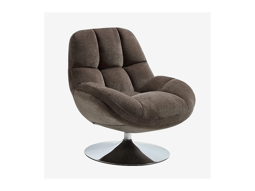 Habitat - Fauteuil pivotant en tissu et métal chromé - Taupe - Mogliano