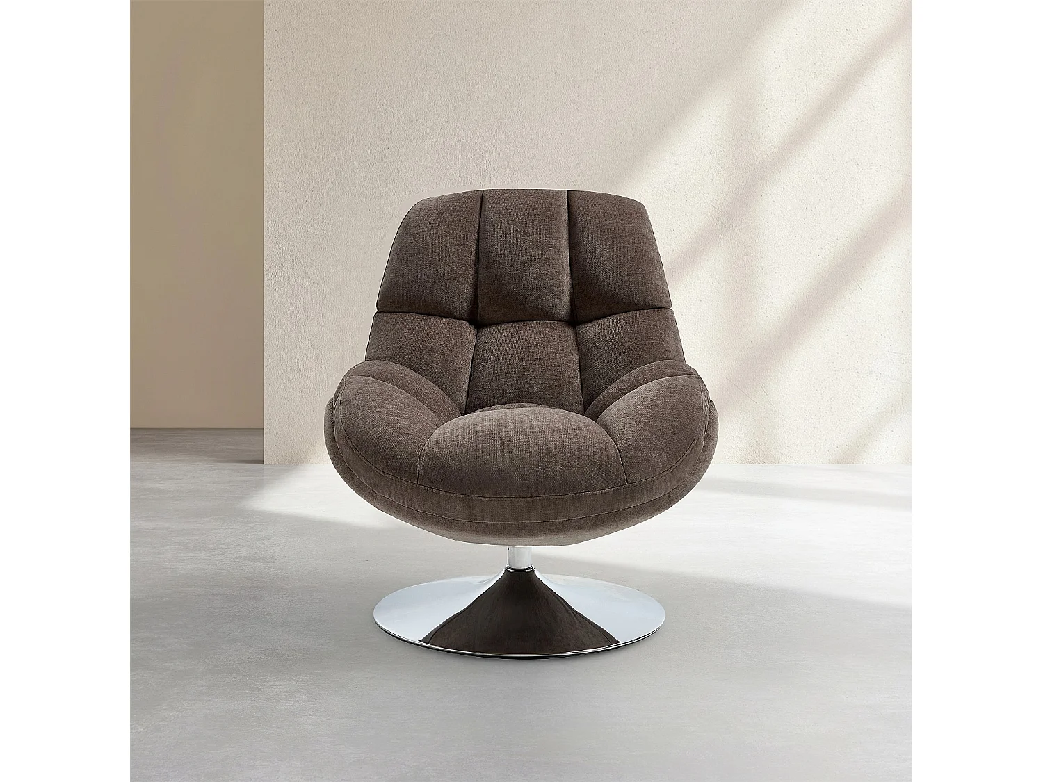 Habitat - Fauteuil pivotant en tissu et métal chromé - Taupe - Mogliano