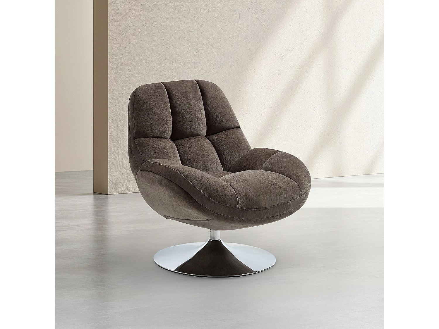 Habitat - Fauteuil pivotant en tissu et métal chromé - Taupe - Mogliano