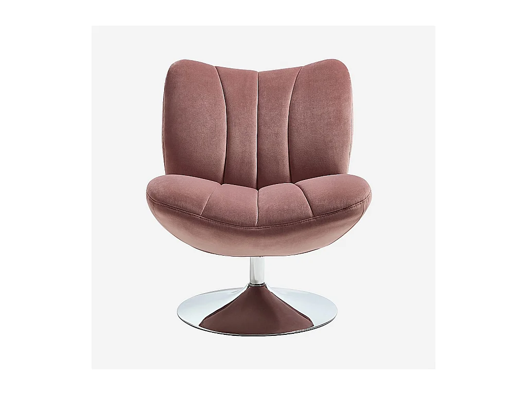 Habitat - Fauteuil pivotant matelassé en tissu et métal chromé  - Vieux rose - Andrew