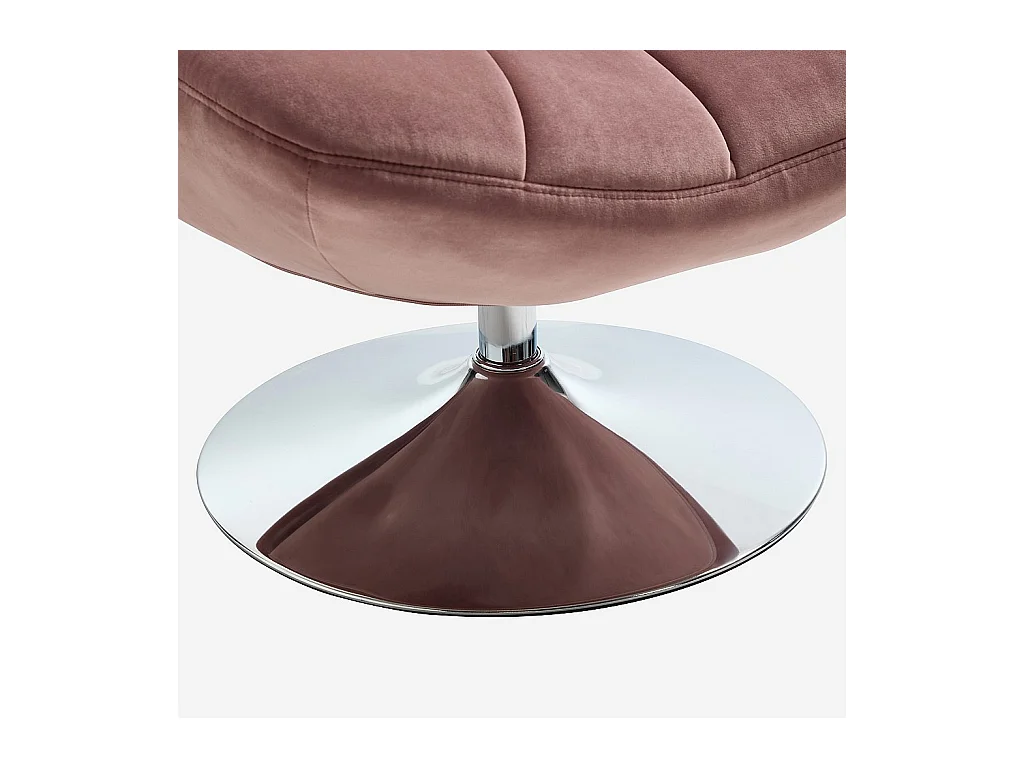 Habitat - Fauteuil pivotant matelassé en tissu et métal chromé  - Vieux rose - Andrew