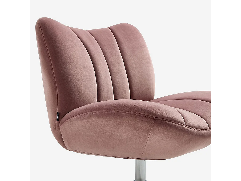 Habitat - Fauteuil pivotant matelassé en tissu et métal chromé  - Vieux rose - Andrew