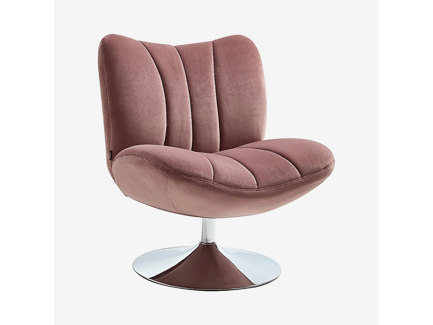 Habitat - Fauteuil pivotant matelassé en tissu et métal chromé  - Vieux rose - Andrew