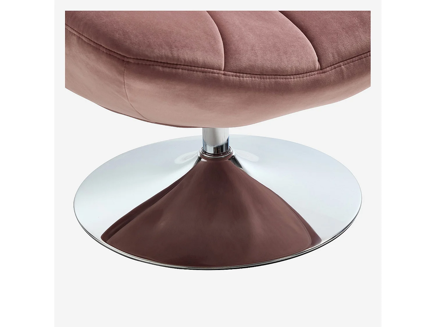 Fauteuil pivotant matelassé en tissu et métal chromé  - Vieux rose