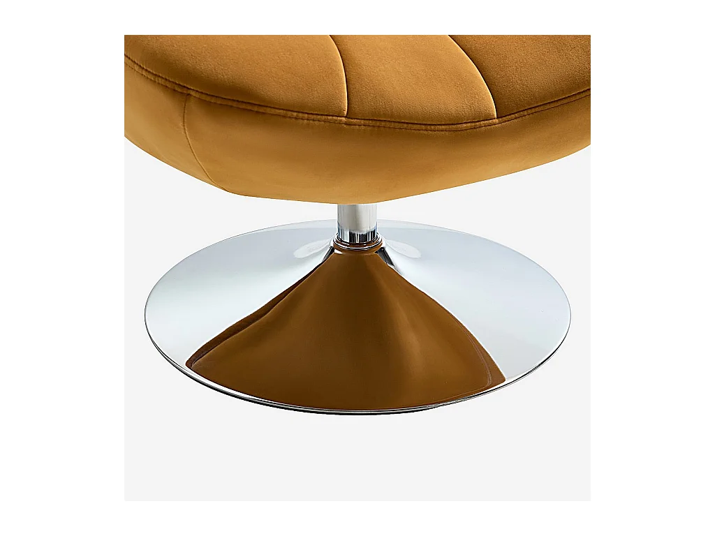 Habitat - Fauteuil pivotant matelassé en tissu et métal chromé  - Miel - Andrew