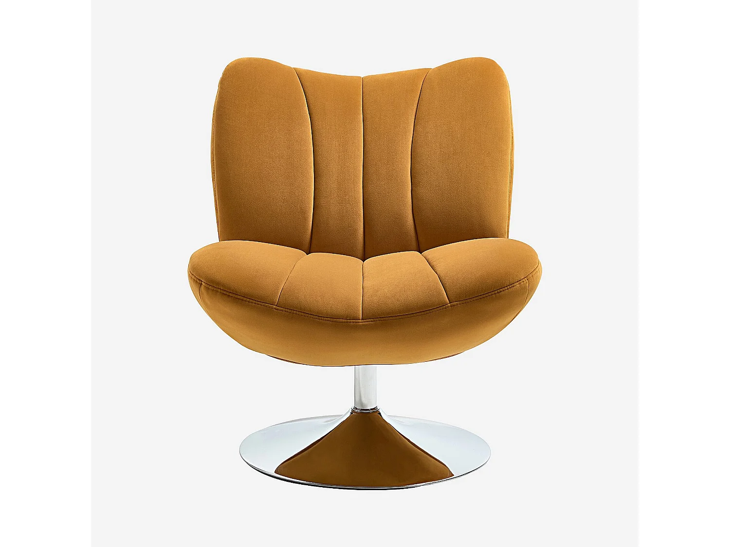 Habitat - Fauteuil pivotant matelassé en tissu et métal chromé  - Miel - Andrew